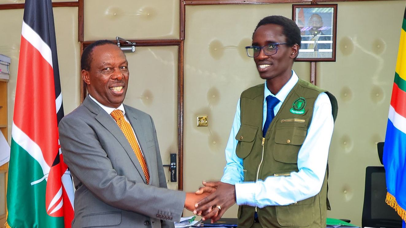 File image of Forestry Principal Secretary Gitonga Mugambi and Hillary Kibiwott