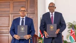 File image of AMSONS Group CEO Edha Nahdi and Health Cabinet Secretary Aden Duale