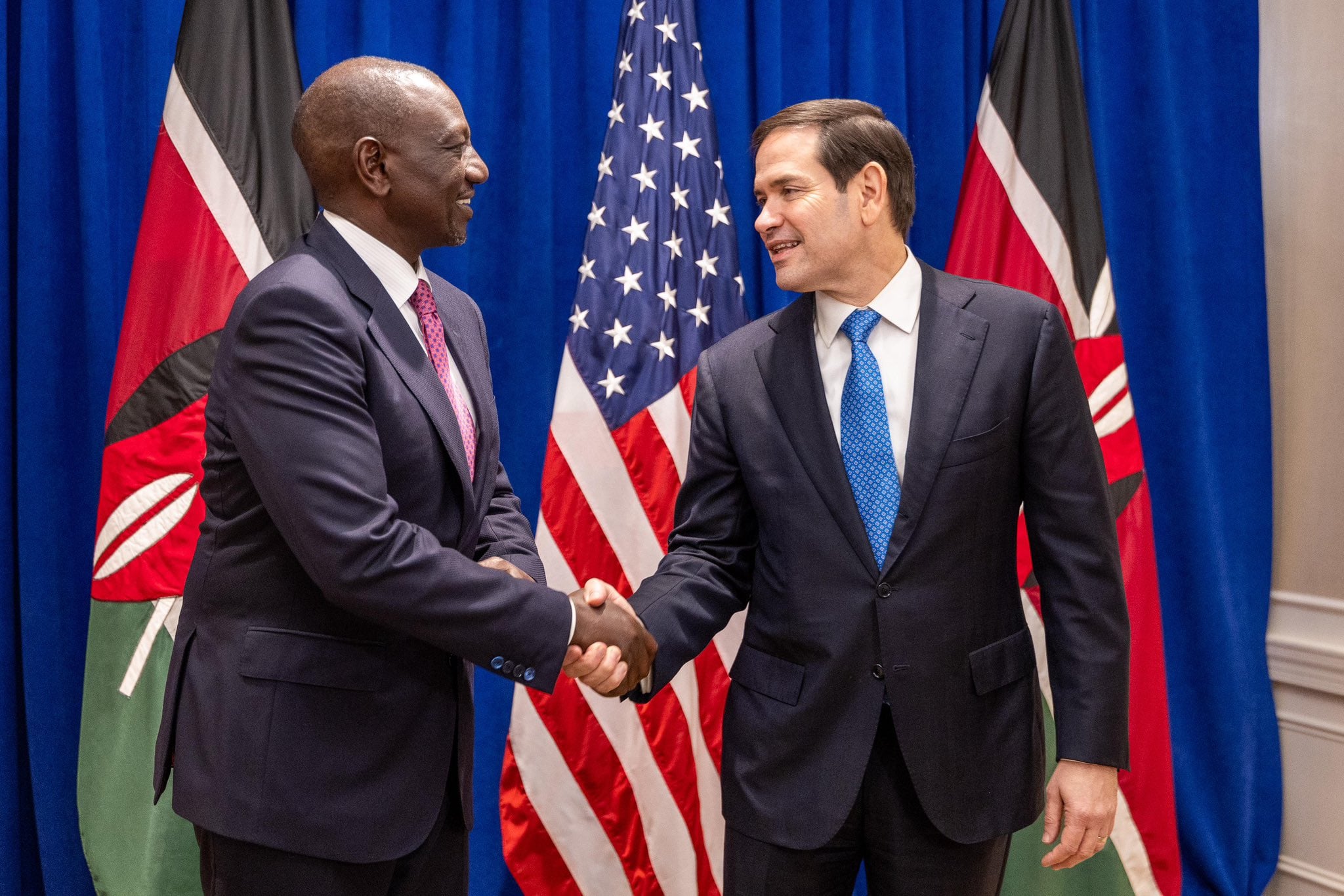 File image of President William Ruto with Marco Rubio.