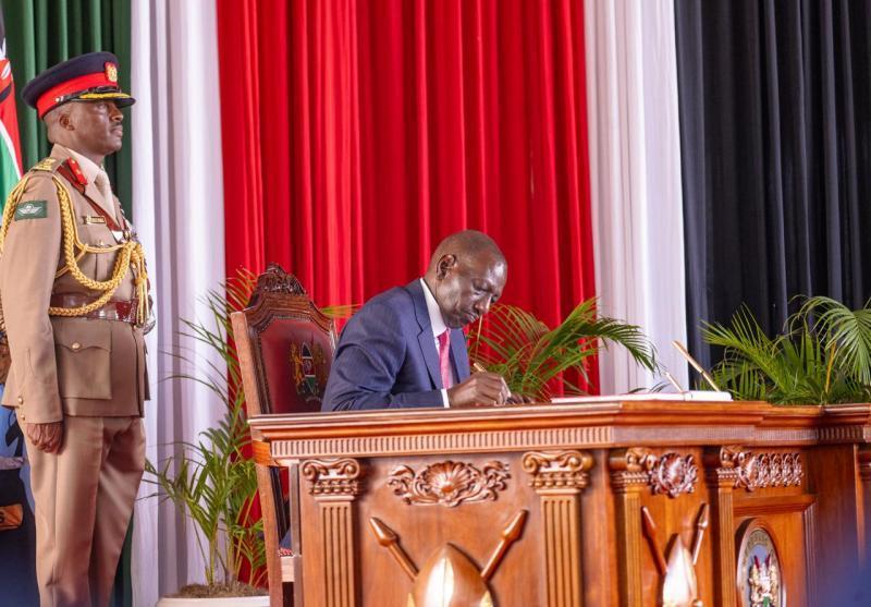 File image of President William Ruto during the swearing in of new judges at State House.