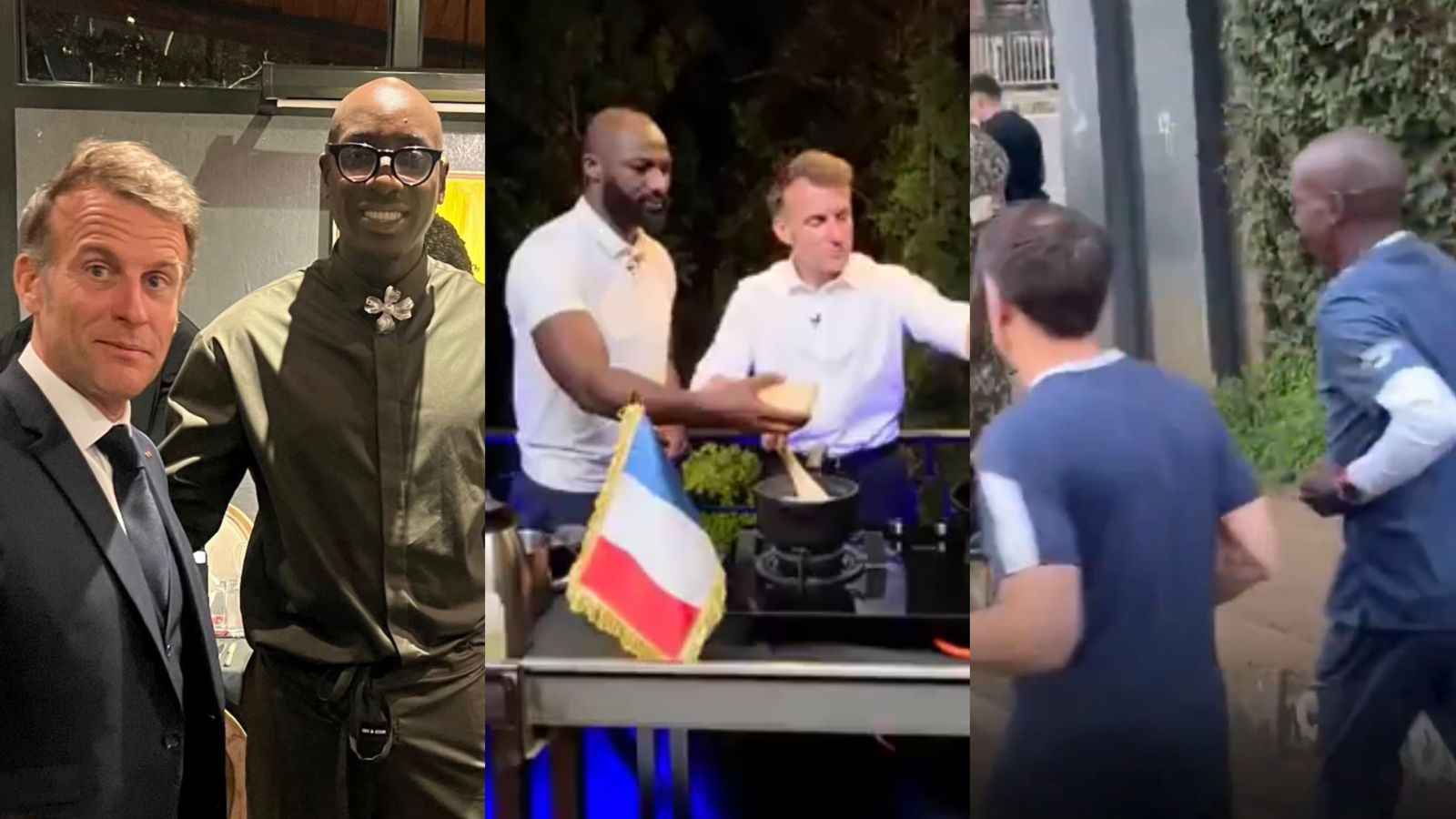 President Emmanuel Macron with Bien-Aime Baraza, Dennis Ombachi and Eliud Kipchoge