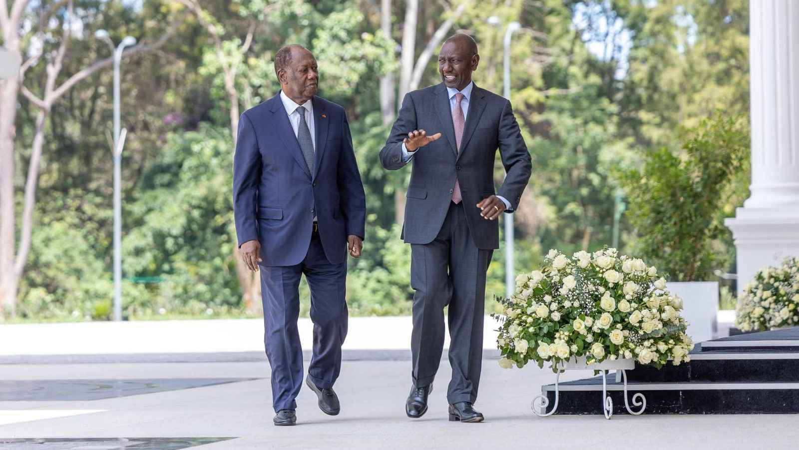 File image of presidents Alassane Ouattara and William Ruto