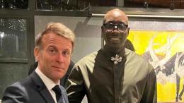 File image of French President Emmanuel Macron and singer Bien-Aimé Baraza