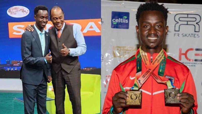 File image of Citizen TV anchor Jeff Koinange and skater Kevin Kiarie