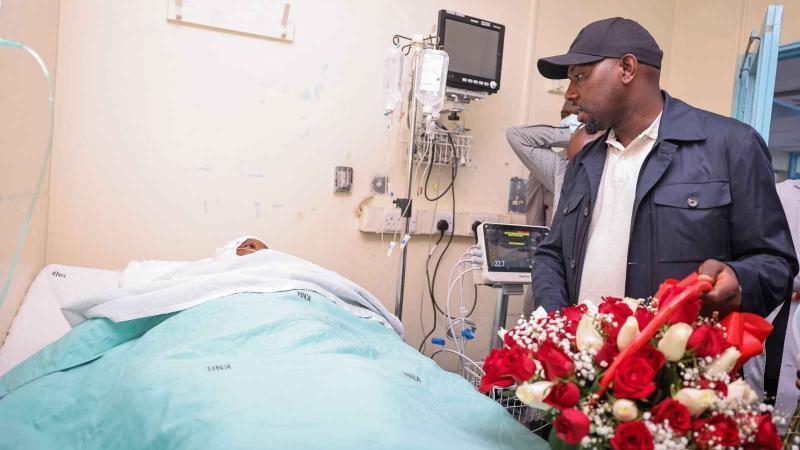 File image of Interior Cabinet Secretary Kipchumba Murkomen at the Kenyatta National Hospital (KNH)