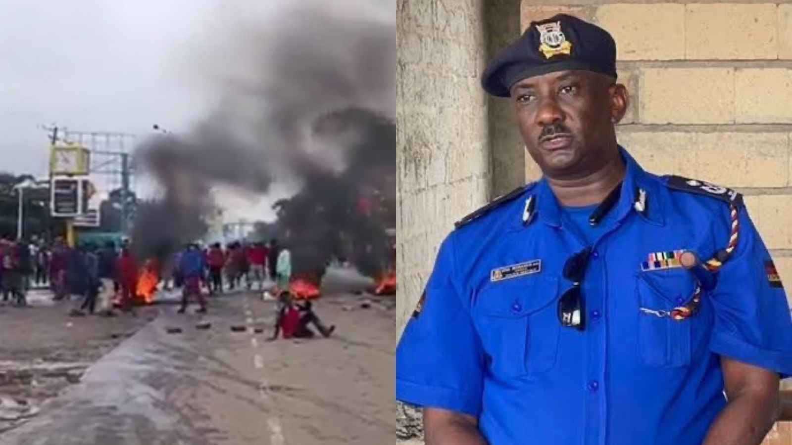 File image of protests in Nairobi and Regional Police Commander Issa Mohamud
