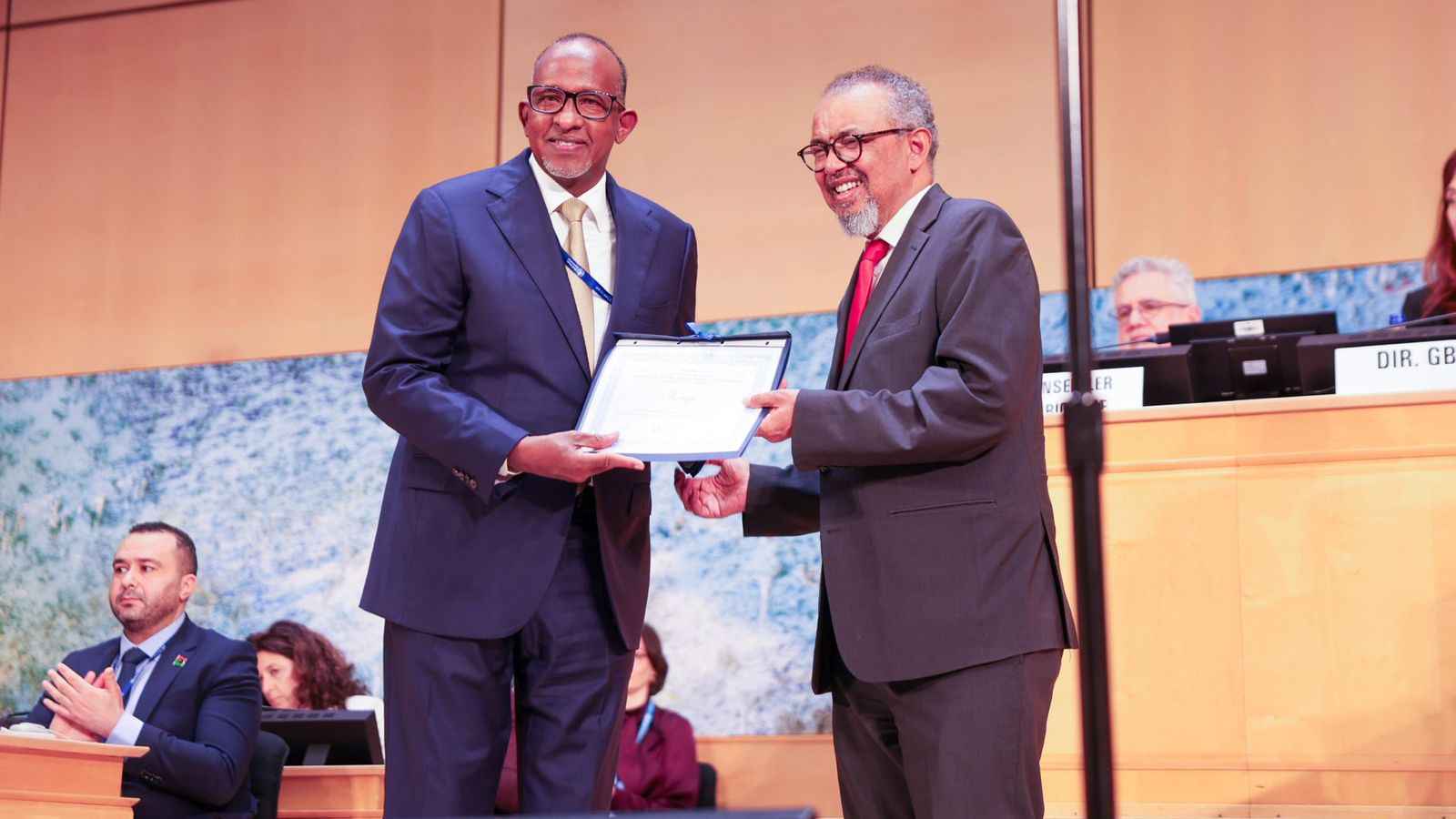 File image of Health Cabinet Secretary Aden Duale and WHO Director-General Tedros Adhanom Ghebreyesus