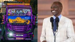 File image of a matatu and President William Ruto