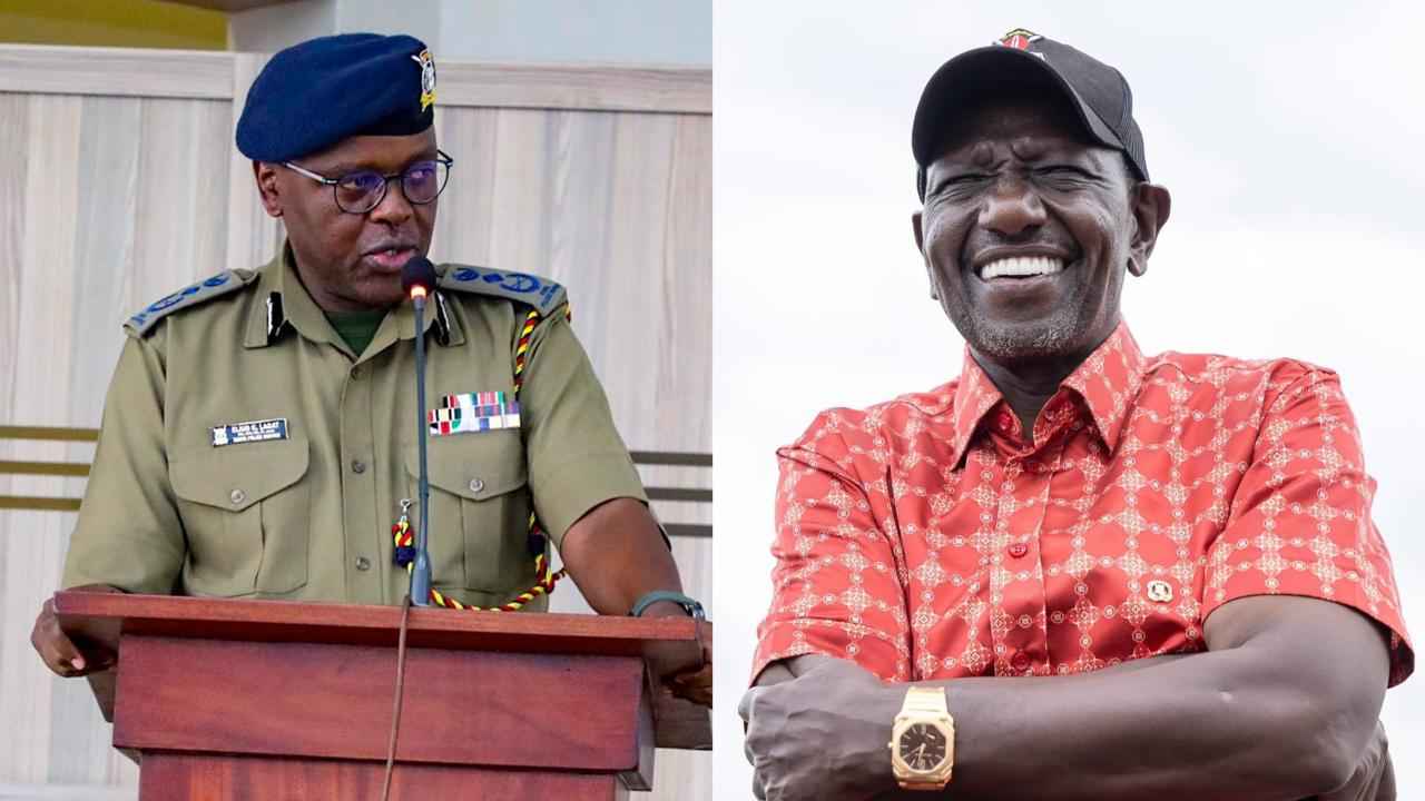 File image of Deputy Inspector General Eliud Lagat and President William Ruto