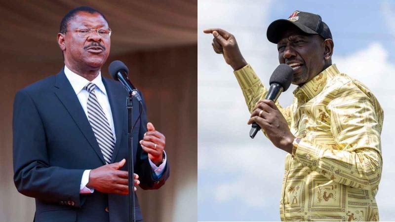 File image of National Assembly Speaker Moses Wetang'ula and President William Ruto