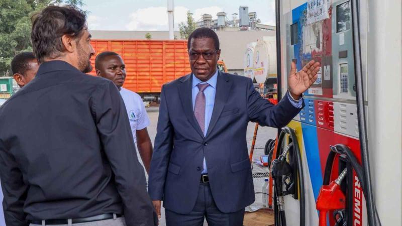 File image of Energy Cabinet Secretary Opiyo Wandayi at a fueling station in Machakos County