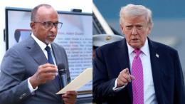 File image of Health Cabinet Secretary Aden Duale and US President Donald Trump