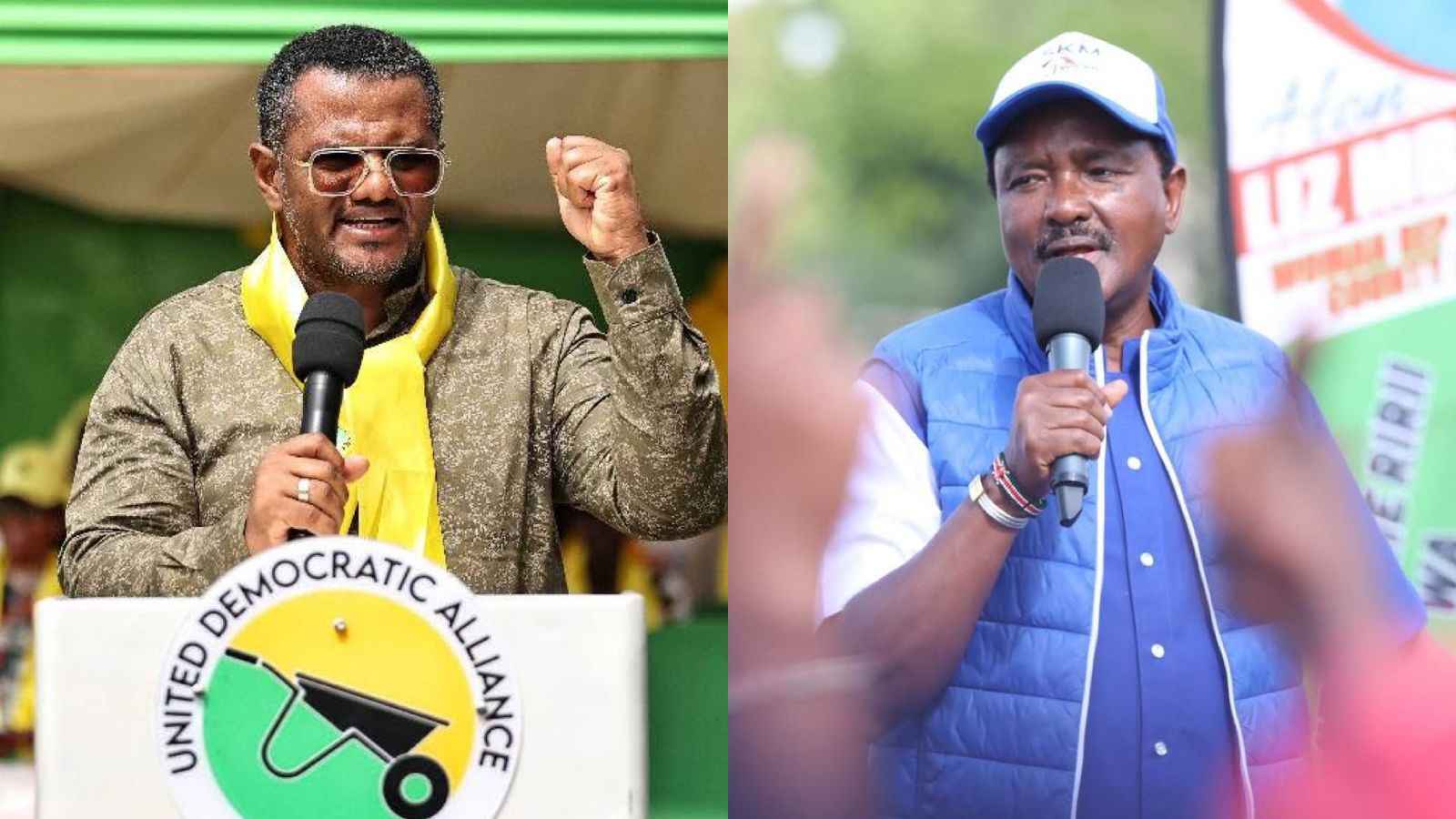 File image of UDA Secretary General Hassan Omar and Wiper leader Kalonzo Musyoka