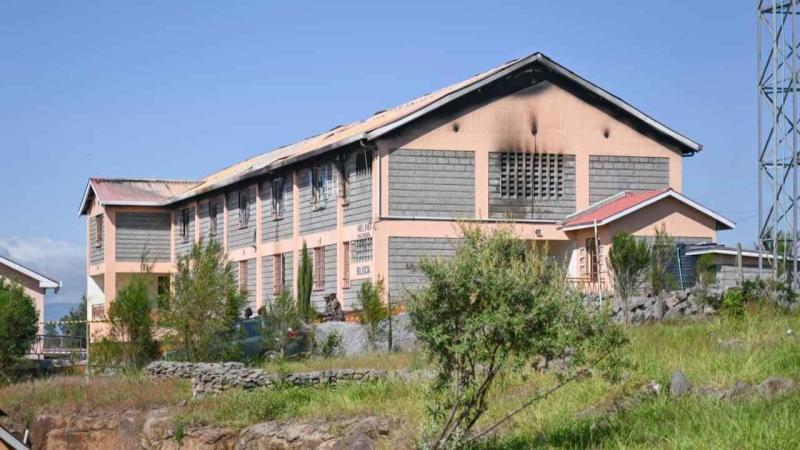 File image of the burned dormitory, Meline Waithera, at Utumishi Girls Academy.