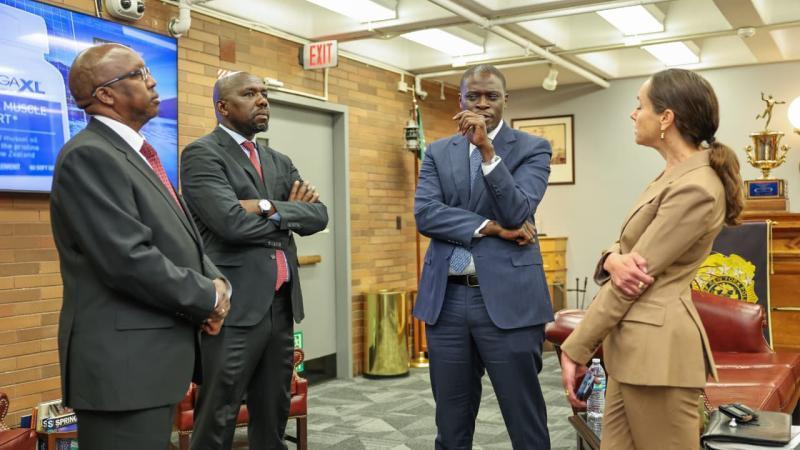 File image of CS Kipchumba Murkomen and Nairobi Governor Johnson Sakaja in New York.