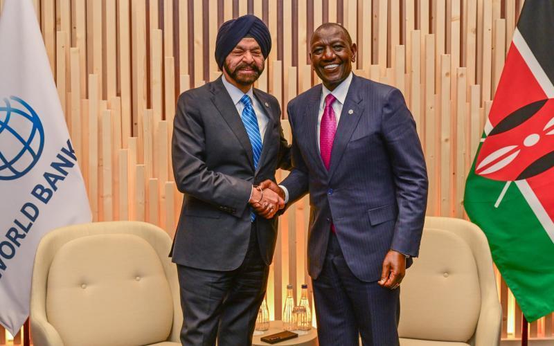File image of President William Ruto with  World Bank Group President Ajay Banga.