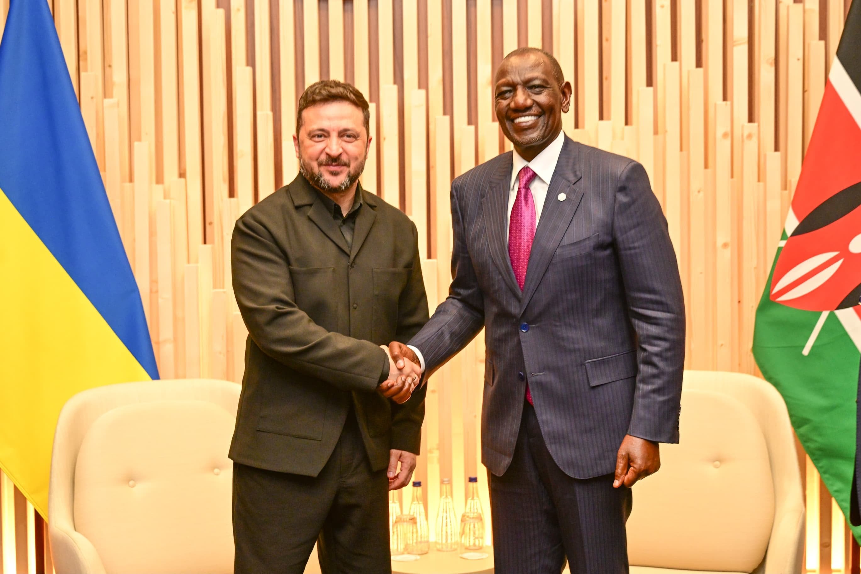 File image of President William Ruto and Ukrainian President Volodymyr Zelensky.