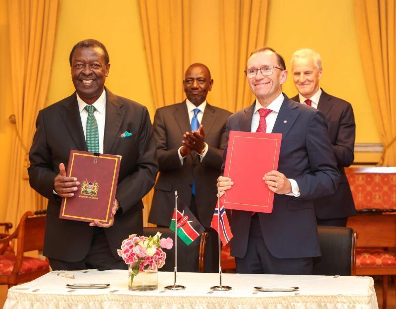 File image of Prime CS Musalia Mudavadi with Norway’s Minister of Foreign Affairs Espen Barth.