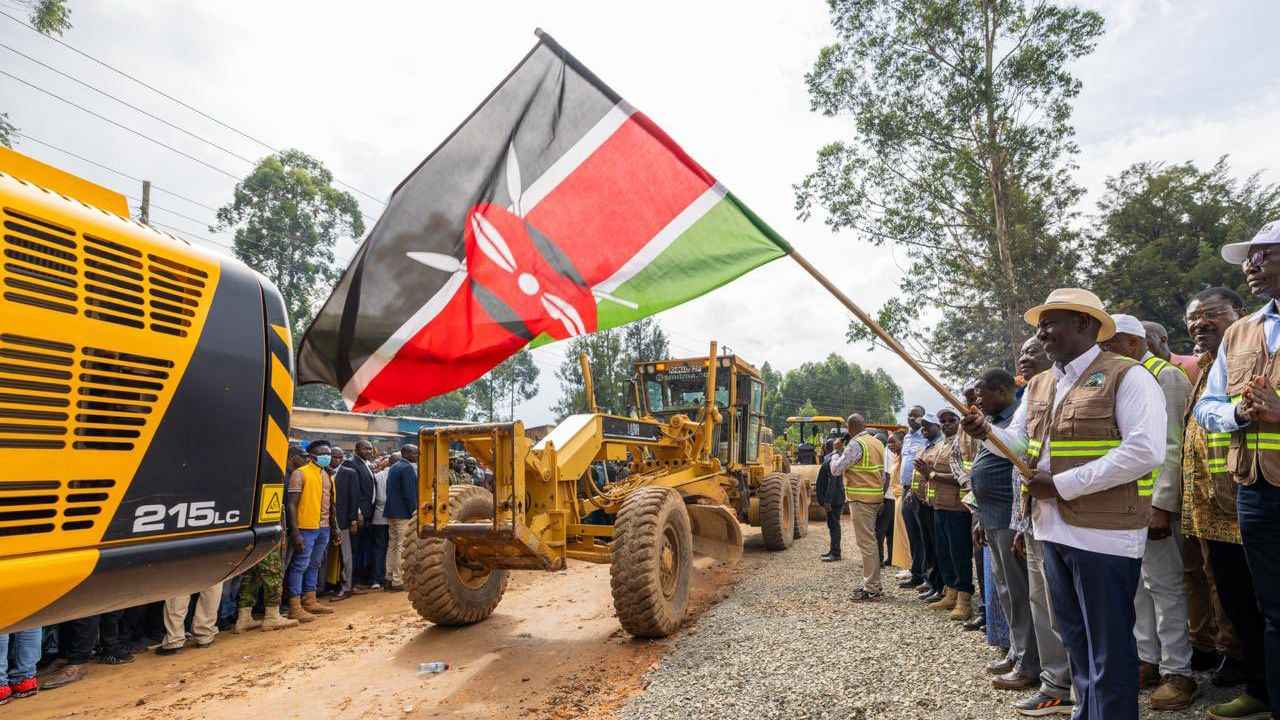 File image of President William Ruto launching a road project