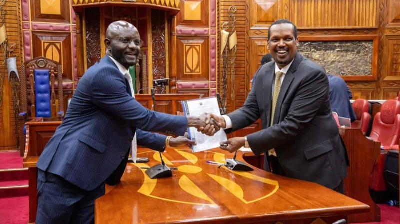 File image of National Assembly Budget and Appropriations Committee Chairperson Samuel Atandi and Senate Finance and Budget Committee Chairperson Ali Roba
