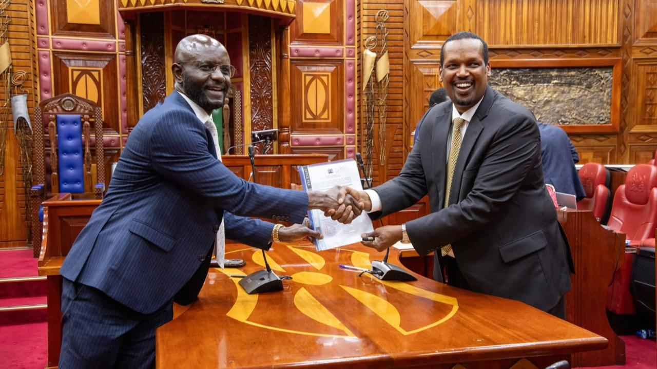 File image of National Assembly Budget and Appropriations Committee Chairperson Samuel Atandi and Senate Finance and Budget Committee Chairperson Ali Roba