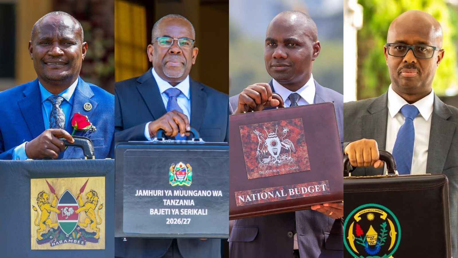 File image of Treasury Cabinet Secretary John Mbadi and finance ministers Khamis Mussa Omar (Tanzania), Henry Musasizi (Uganda) and Yusuf Murangwa (Rwanda)