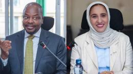 File image of Agriculture Cabinet Secretary Mutahi Kagwe and Ambassador of the Sultanate of Oman to Kenya, Nasra Salim Mohamed Al-Hashmi
