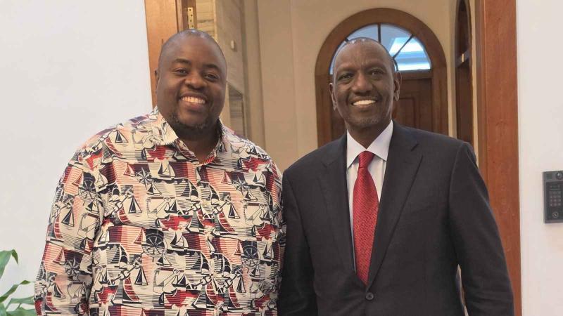File image of Wicknell Chivayo and President William Ruto