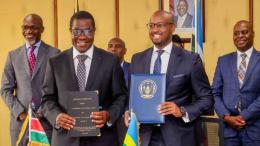 File image of Energy Cabinet Secretary Opiyo Wandayi and Rwanda's Minister of Trade and Industry Antoine-Marie Kajangwe