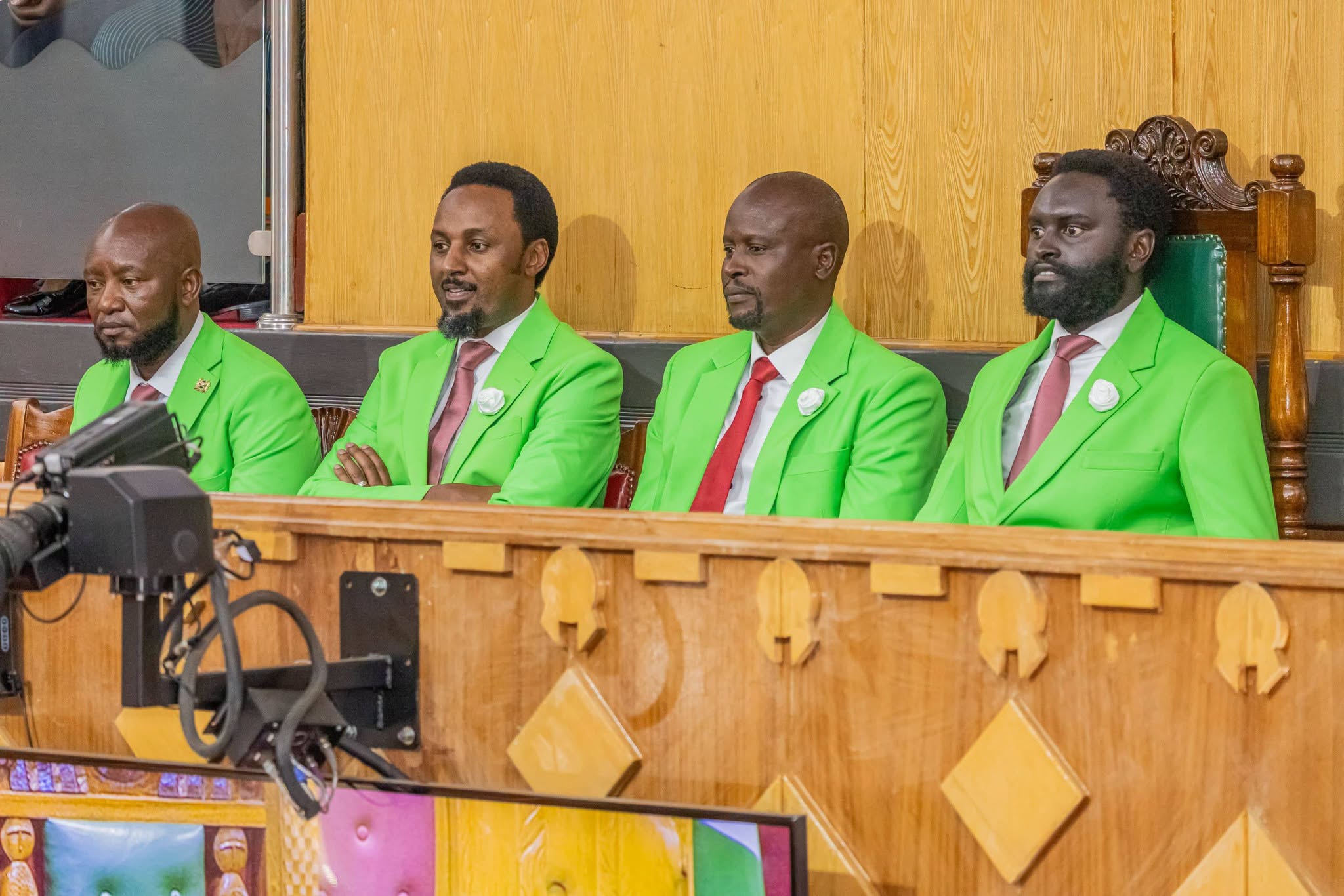File image of Nyandarua Senator John Methu and other DCP allied politicians in the National Assembly.