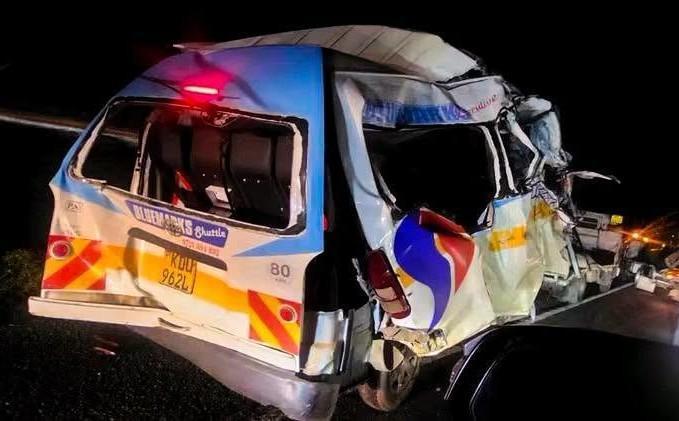 File image of a matatu involved in an accident along the Nakuru-Eldoret Highway.