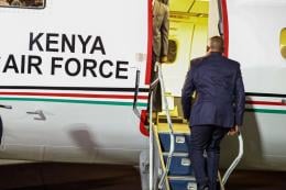 File image of DP Kithure Kindiki boarding a plane.