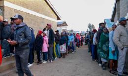 File image of voters lining up to vote in the Ol Kalou by-election