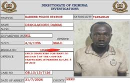 A file photo ot the mugshot of the Tanzanian National arrested in connection with child trafficking