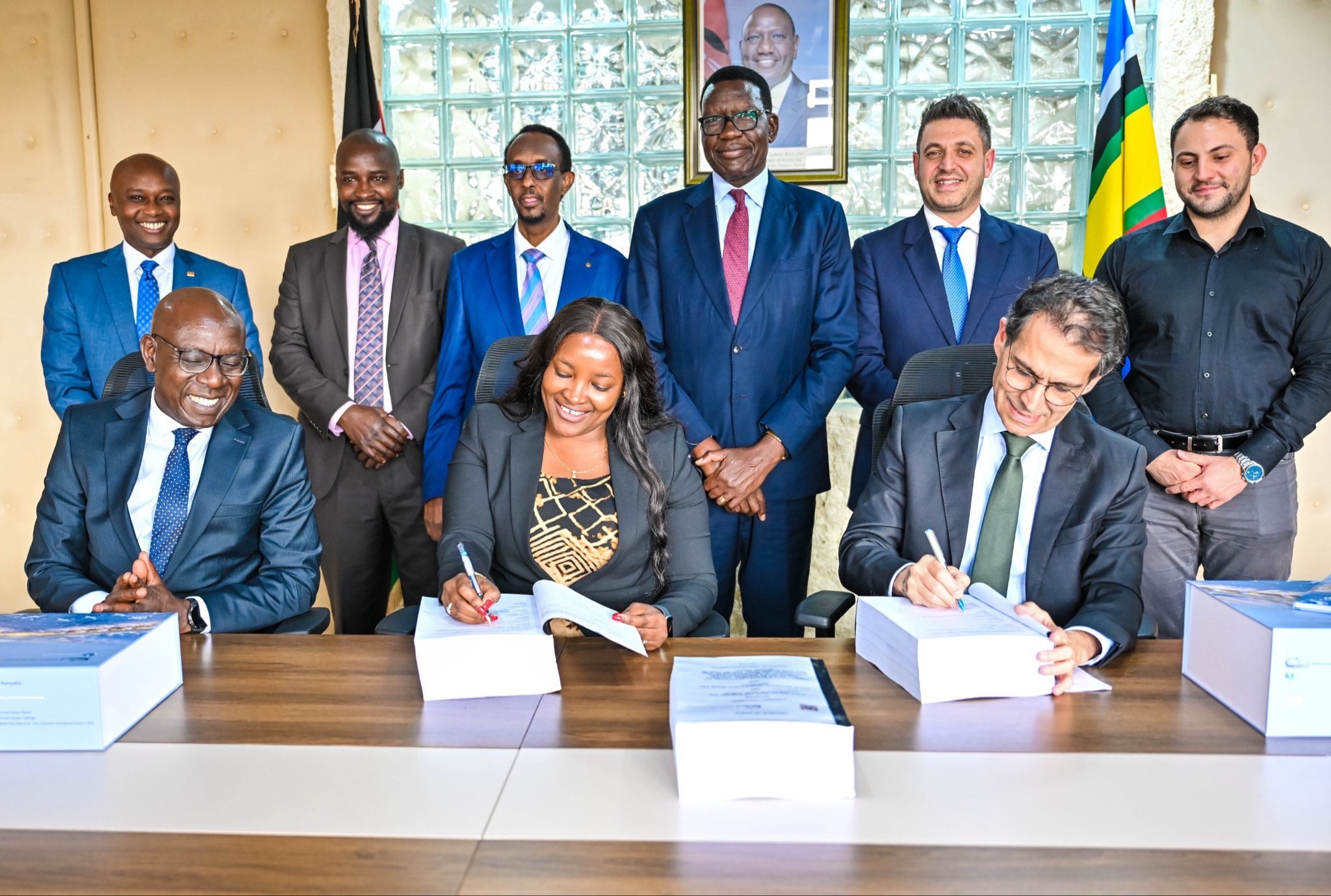 File image of Aerospace Development PS Teresia Mbaika signing a contract with Dar Al-Handasah Consultants.