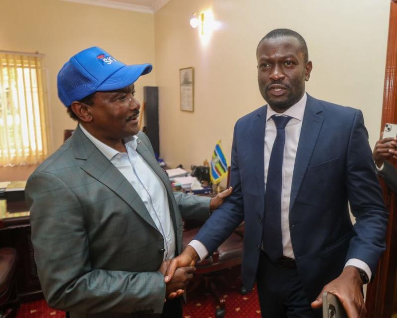 A file photo of Wiper Leader Kalonzo Musyoka with  Senator Edwin Sifuna