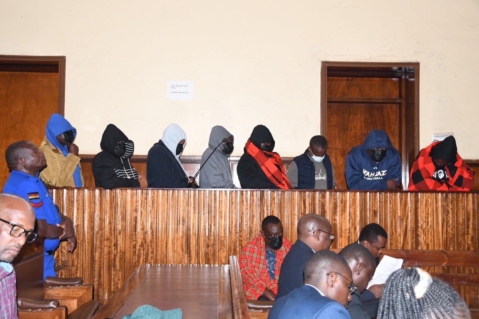 File image of 9 suspects arraigned in court.