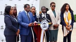 File image of Law Society of Kenya (LSK) President Charles Kanjama addressing the press