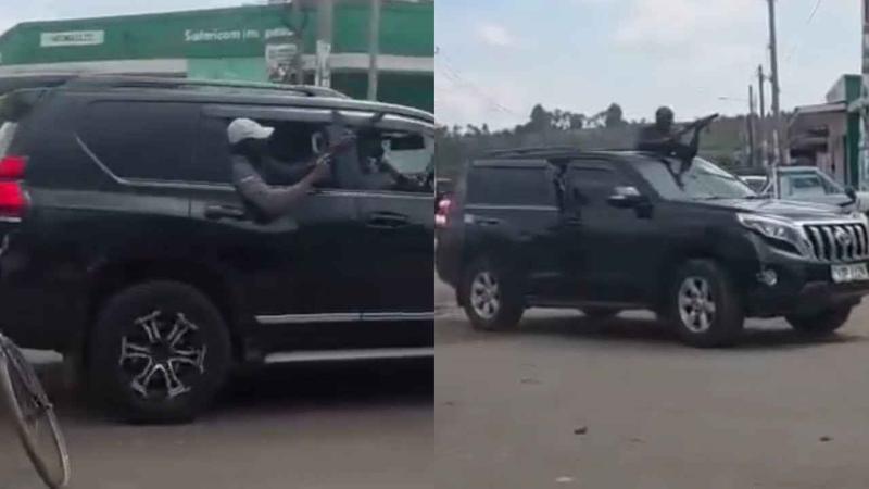 File image of individuals brandishing guna from a vehicle during the Ol Kalou by-election