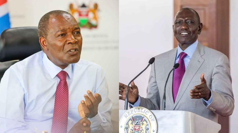 File image of former Treasury Cabinet Secretary Njuguna Ndung'u and President William Ruto