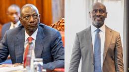 File image of President William Ruto and former IPOA Chair Macharia Njeru