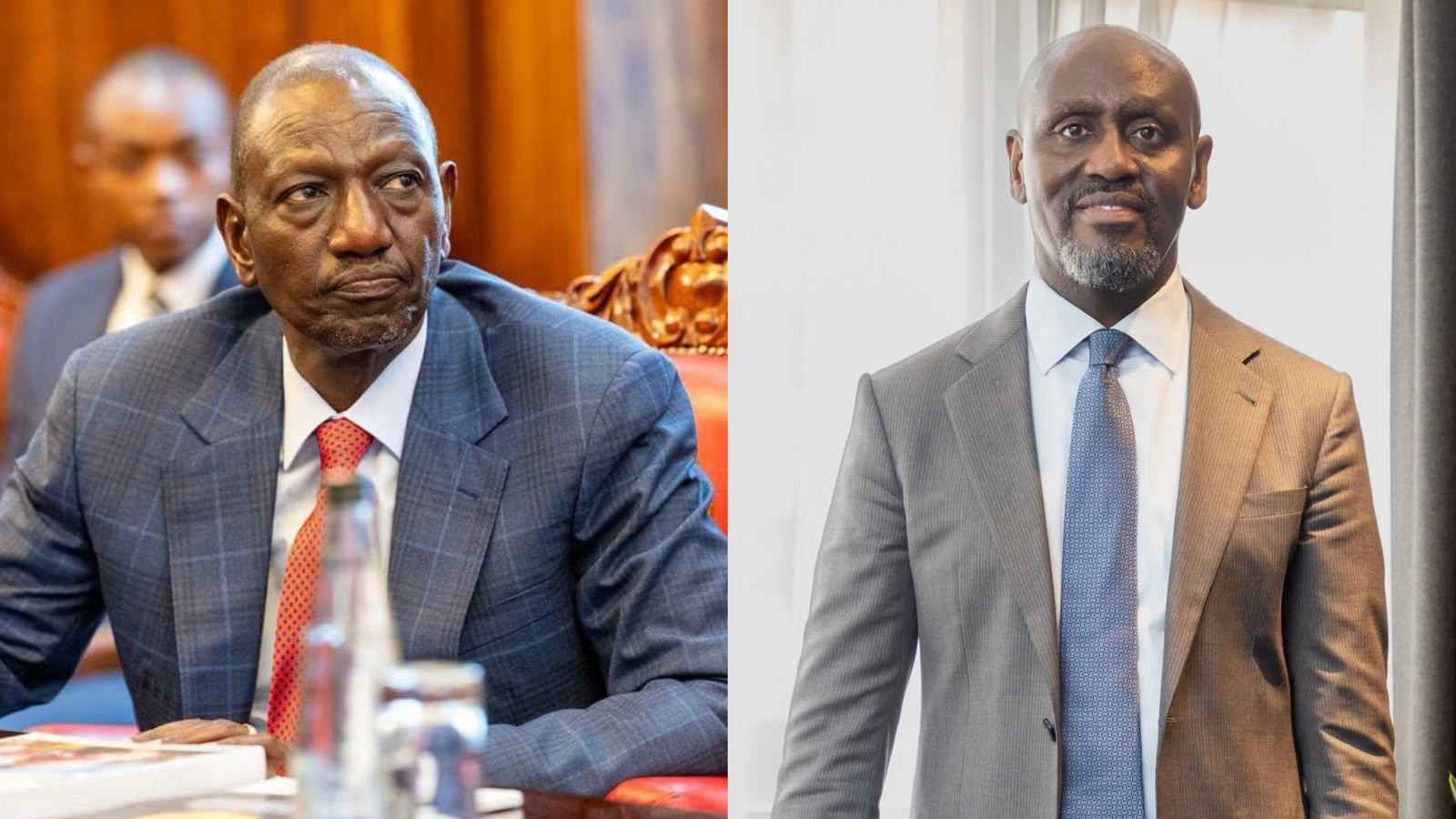 File image of President William Ruto and former IPOA Chair Macharia Njeru
