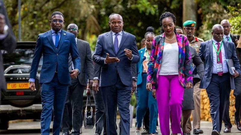 File image of Kenya's High Commissioner to Uganda Ababu Namwamba, Deputy President Kithure Kindiki and Defence Cabinet Secretary Soipan Tuya