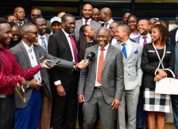 File image of the Linda Mwananchi team following a meeting with the Registrar of Political Parties