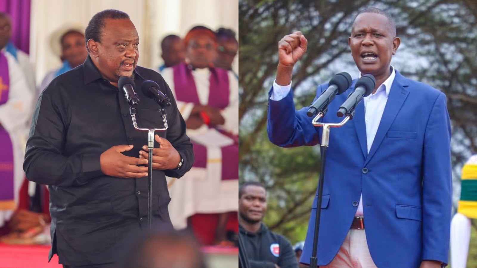 File image of former President Uhuru Kenyatta and Kibwezi West MP Mwengi Mutuse