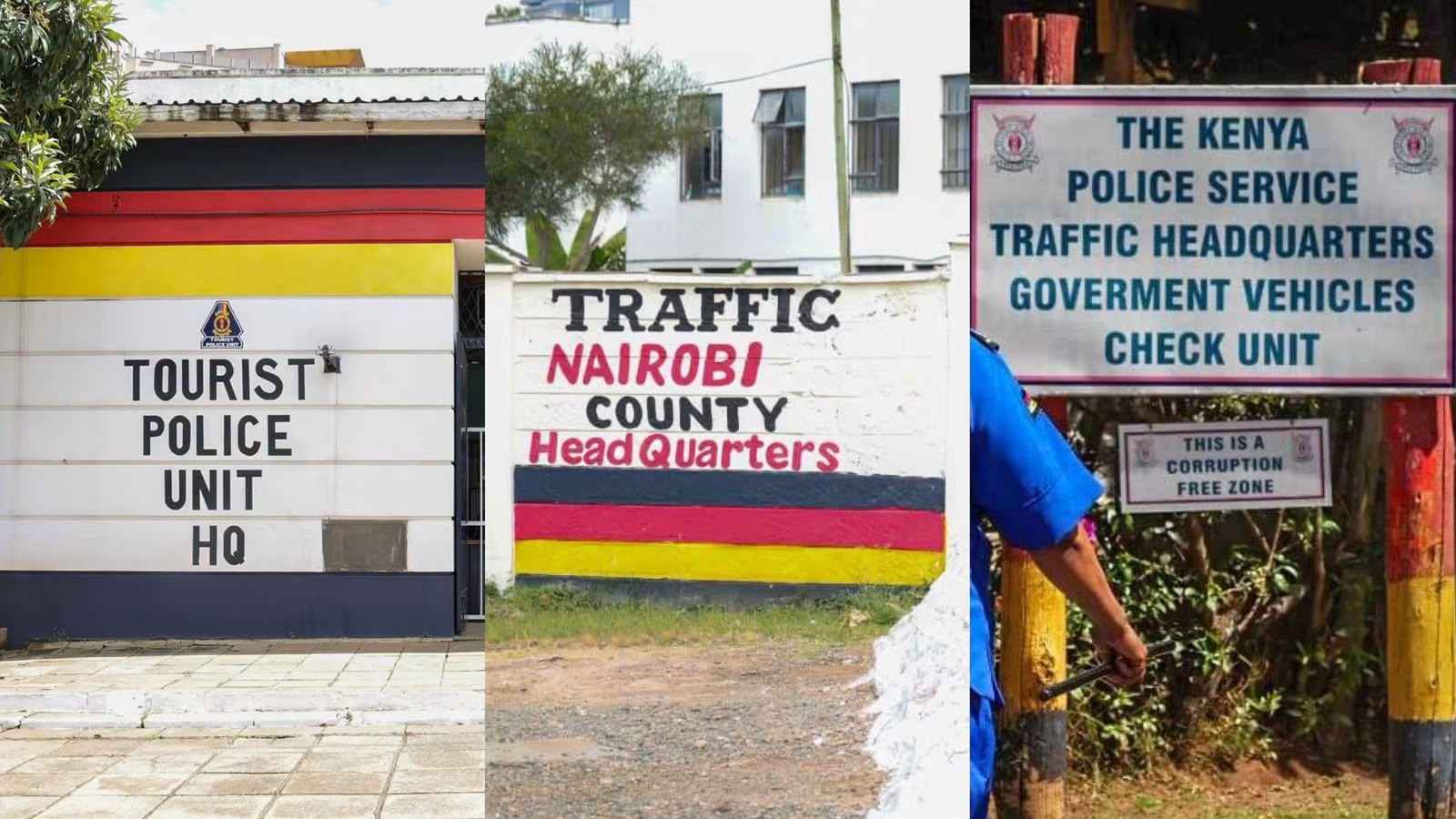 File image of the Tourist Police Unit, Kenya Police Traffic Unit and Government Vehicle Check Unit