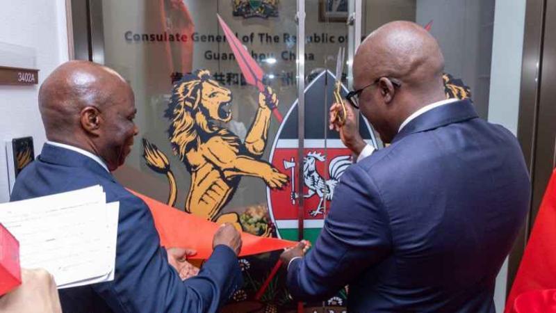 File image of Foreign Affairs Principal Secretary Korir Sing'Oei and Consul General James Muhati
