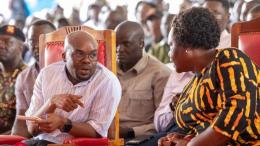 File image of Interior Principal Secretary Raymond Omollo and Homa Bay Governor Gladys Wanga
