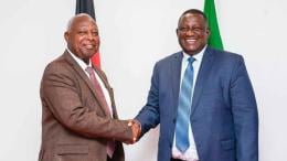 File image of Athletics Kenya President Jackson Tuwei and Sports Cabinet Secretary Salim Mvurya