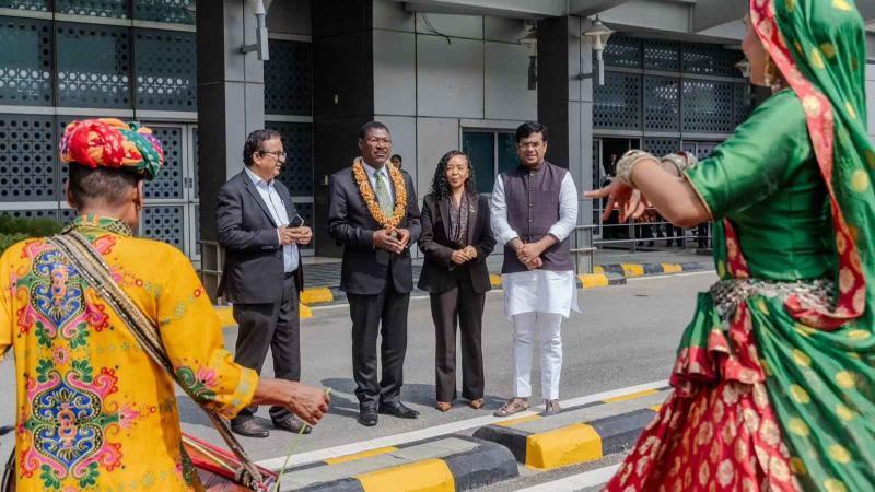 File image of National Assembly Speaker Moses Wetang'ula arriving in India